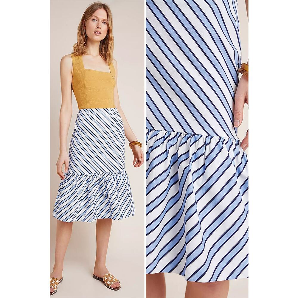 Anthropologie x Maeve Ryanne Flounced Midi Skirt - Size 8 - NWT